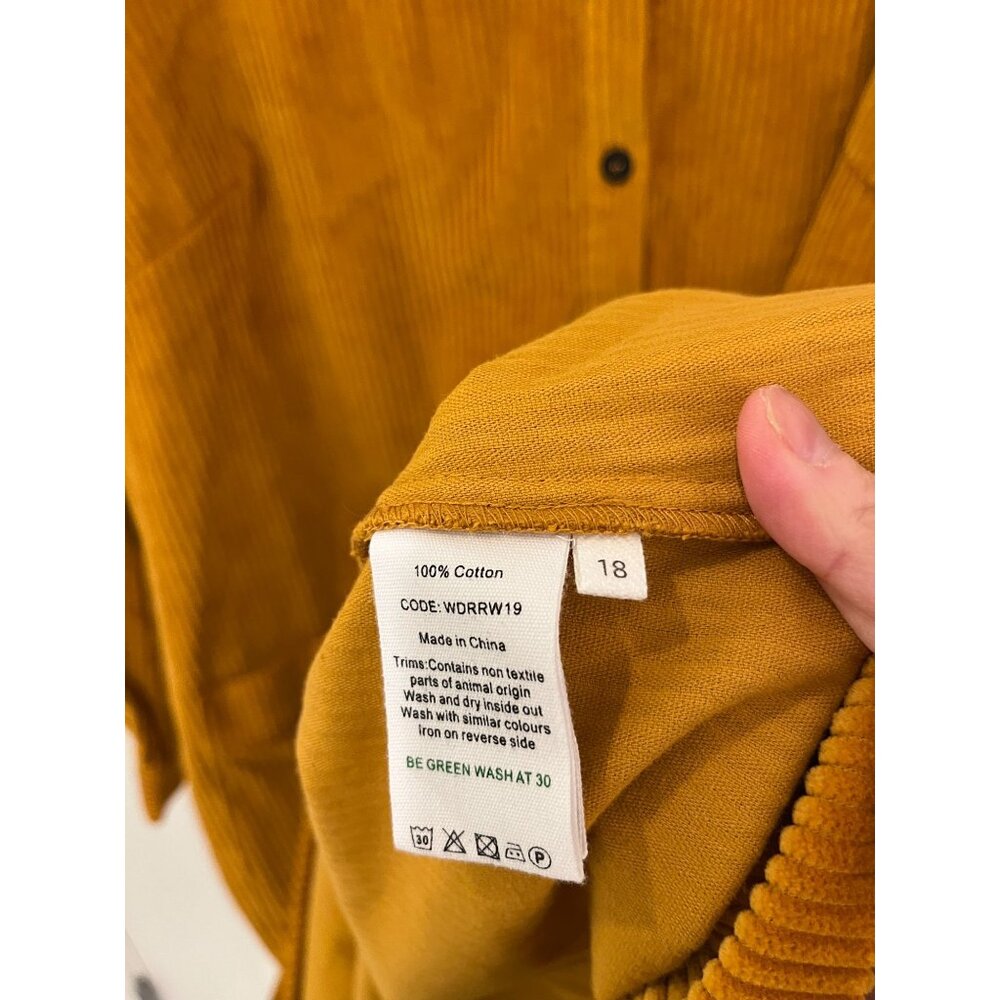 Toast UK Swingy Needlecord Corduroy Shirt Dress Size UK 18 US 14 Ochre Yellow - Picture 8 of 10